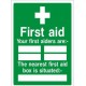 First Aider Location Self Adhesive Sticker - A5 Size (2 Pieces)